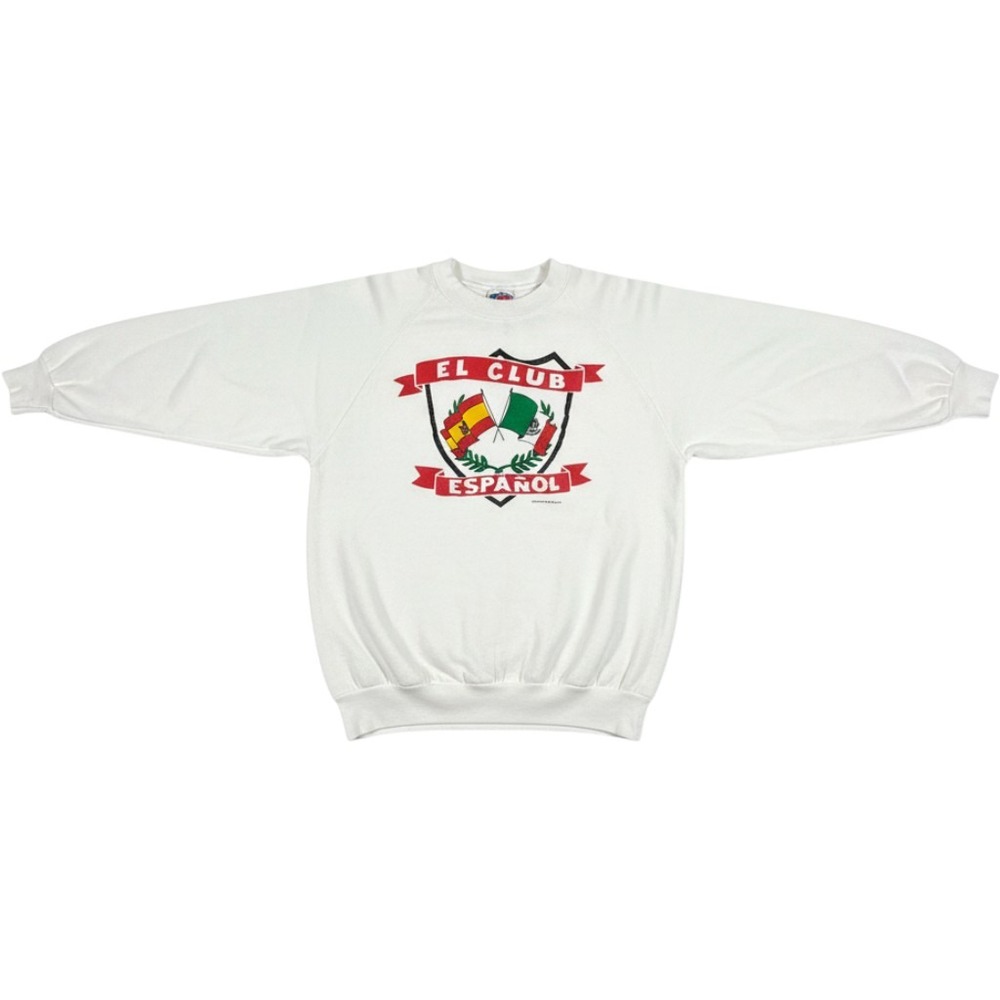 Fruit of the Loom Sweatshirt Mens Large White Good Spanish Club Spain Mexico USA